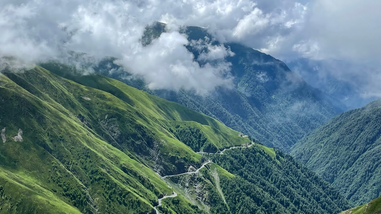 The road to the Omalo village through the Abano pass in Georgia