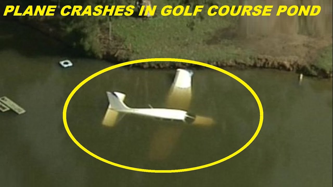 Light plane carrying three passengers crashes in a golf course pond [VIDEO]