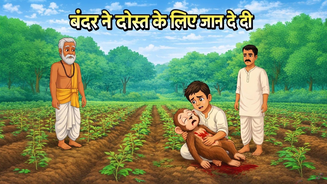 सच्चे दोस्त का बलिदान 😢 | बोलने वाला बंदर और किसान की कहानी | Emotional Hindi Story #moralstory