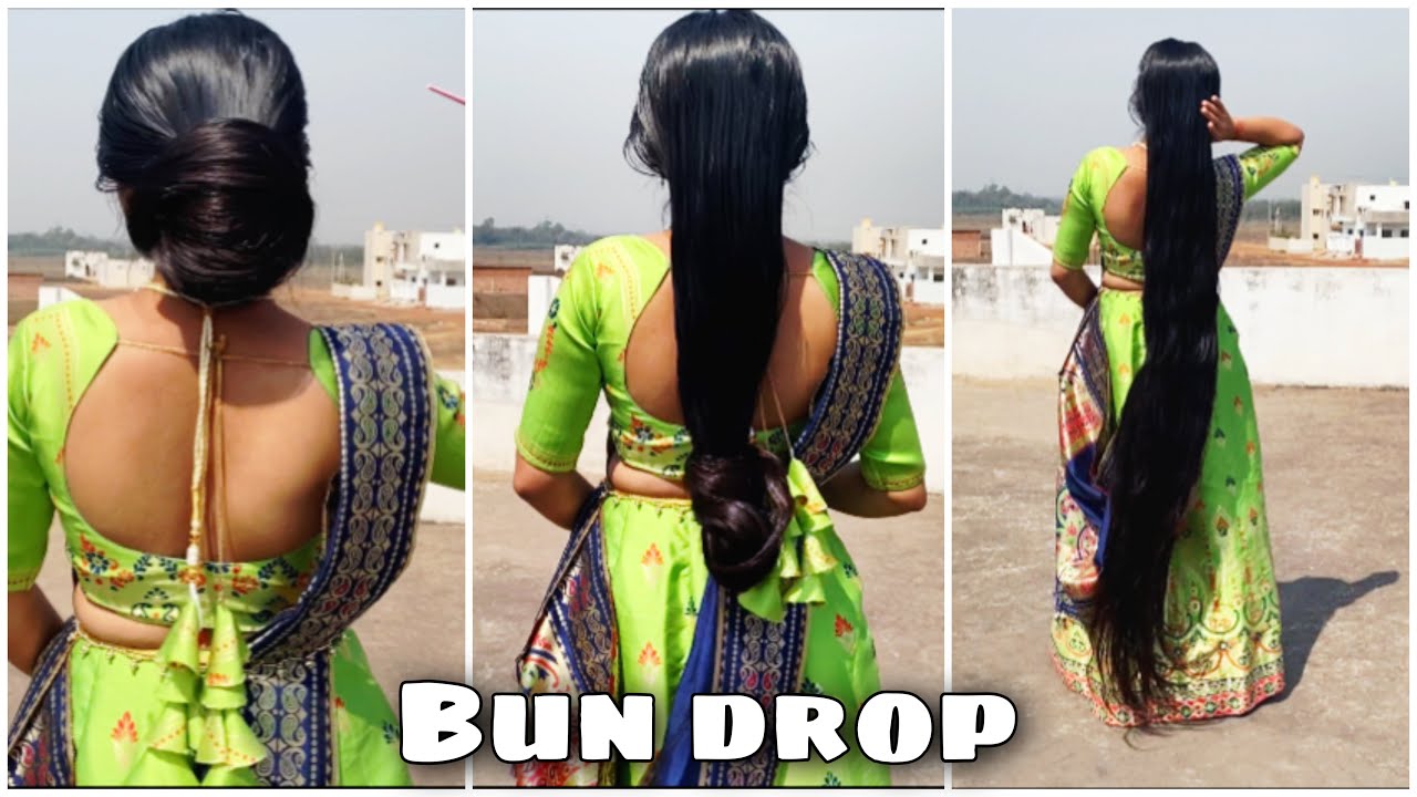 Sun kissed oiled Long hair bun drop | Alka Verma