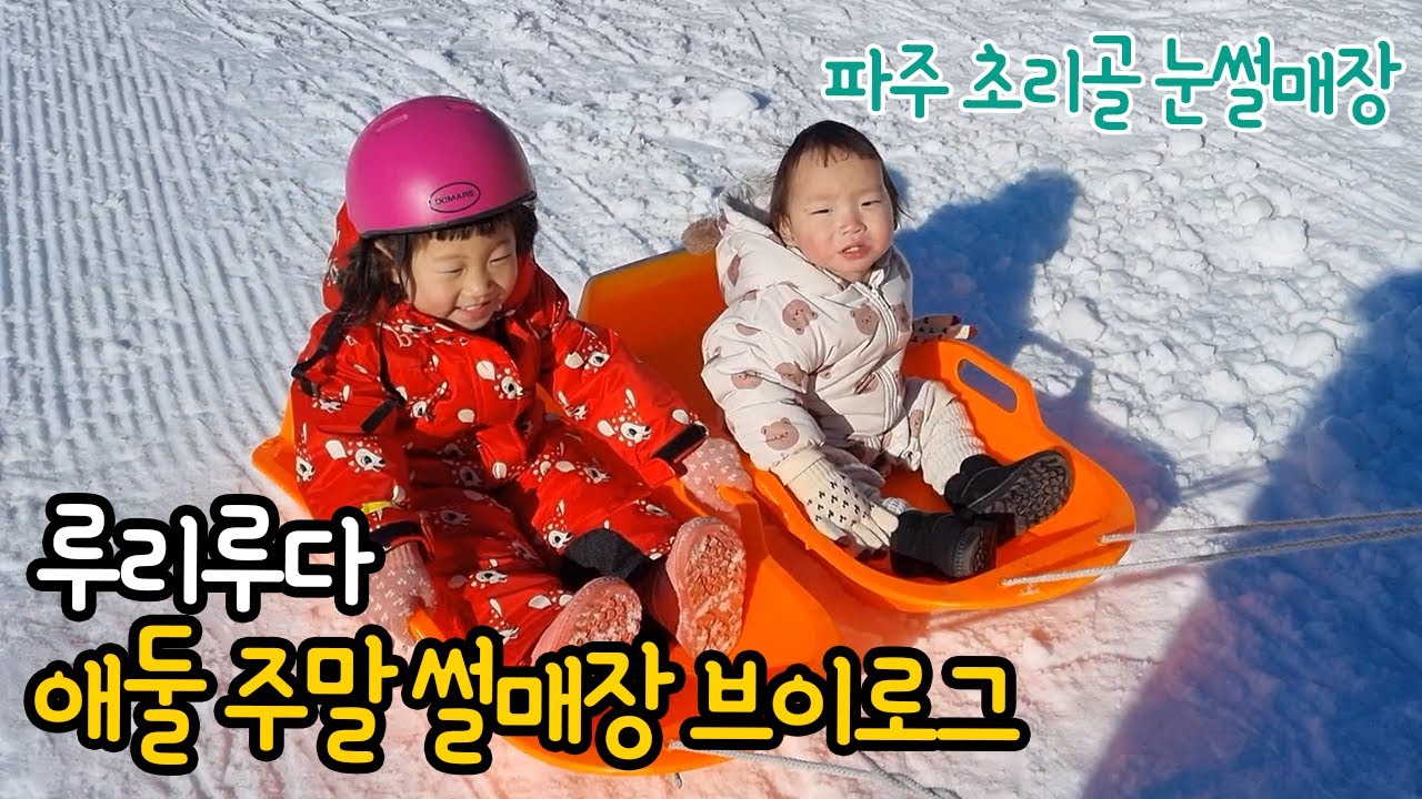 애 둘 데리고 눈썰매장 가지 마세요... 파주 초리골 눈썰매장 . 육아 브이로그