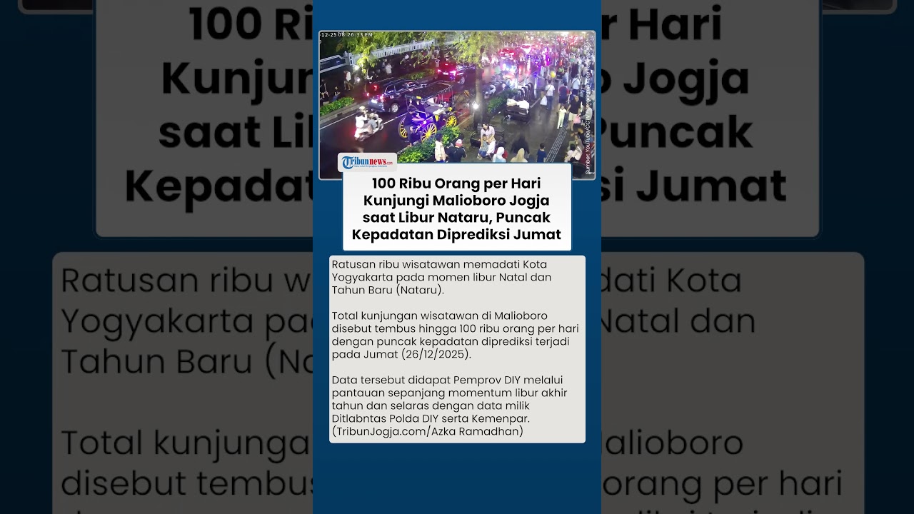 Jogja Padat! 100 Ribu Wisatawan per hari Kunjungi Malioboro, Jumat Diprediksi Jadi Puncak Kepadatan