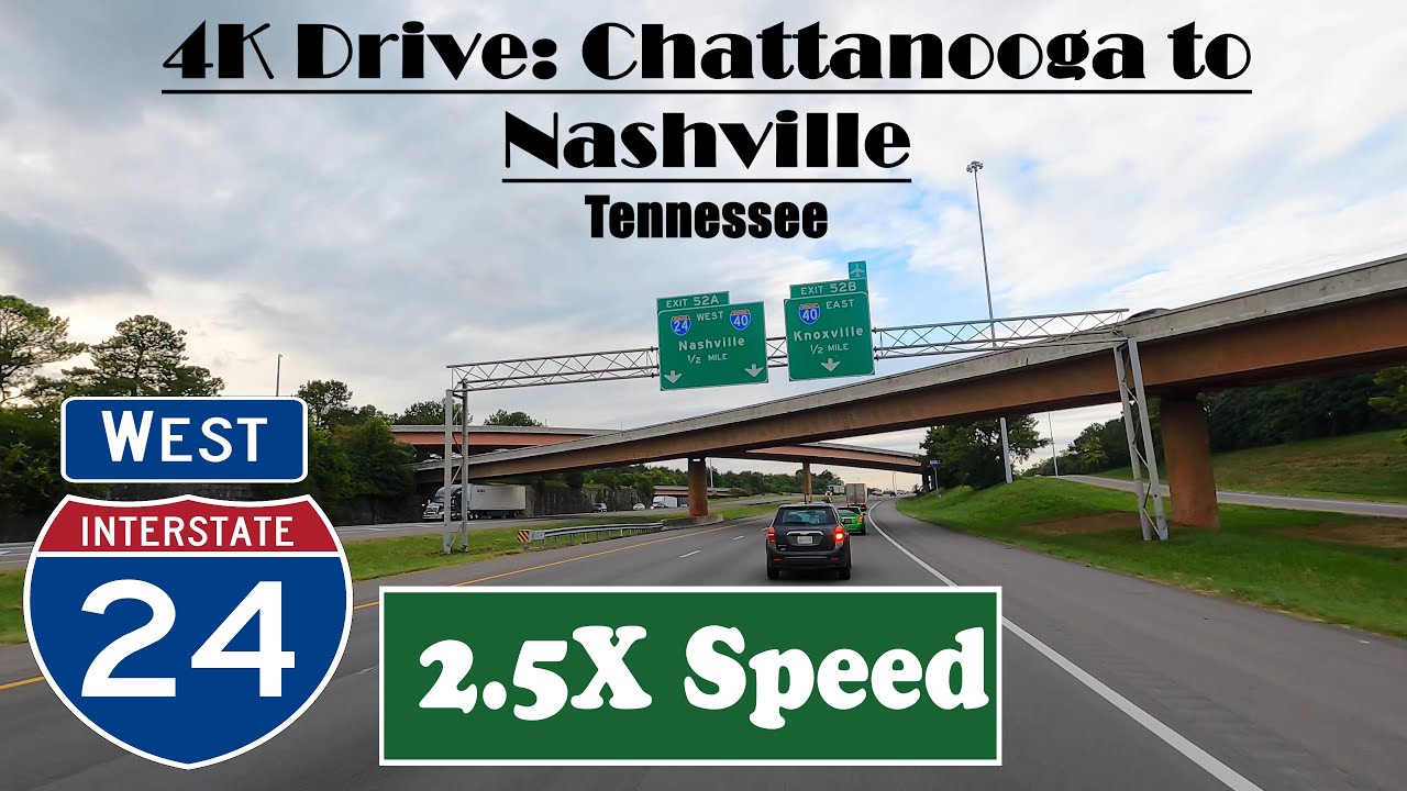 4K Drive: Chattanooga to Nashville. Interstate 24 West.  I 24 west. Tennessee