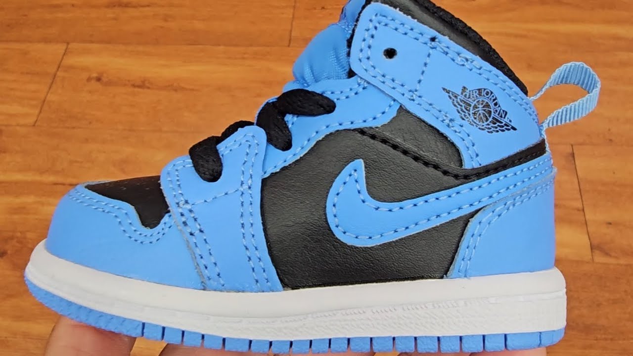 Nike Air Jordan 1 Mid TD University Blue Baby Shoes 4K POV / Don Alpha Cleat SKU: DQ8425-401