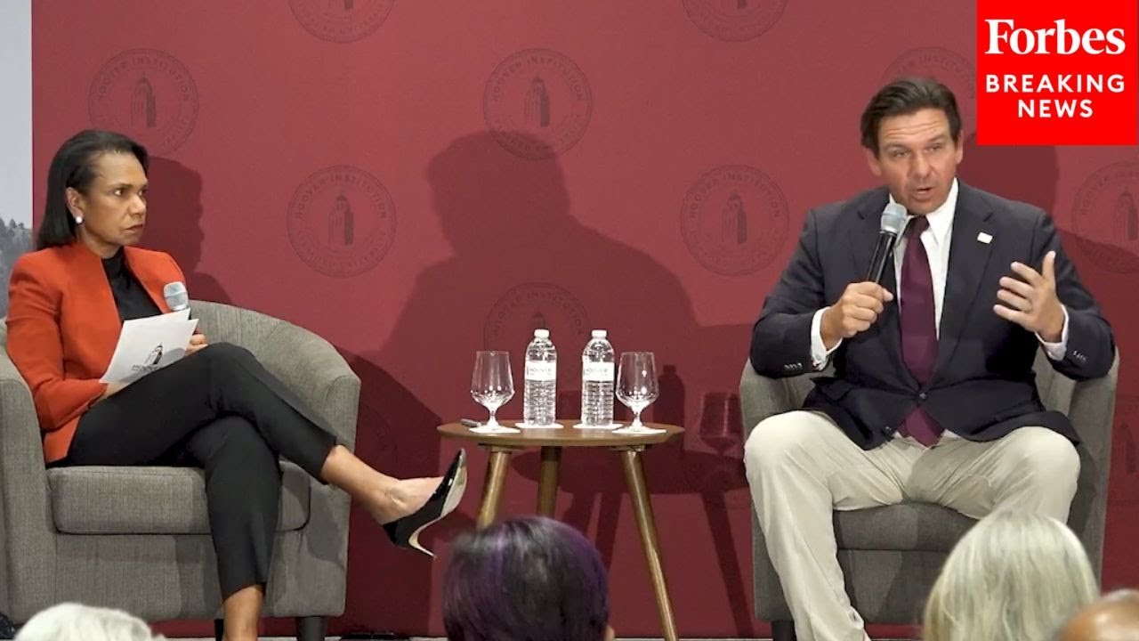 Gov. Ron DeSantis Speaks With Former Secretary Of State Condoleezza Rice At The Hoover Institution