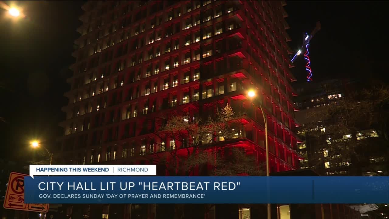 Richmond City Hall illuminated to remember COVID-19 lives lost