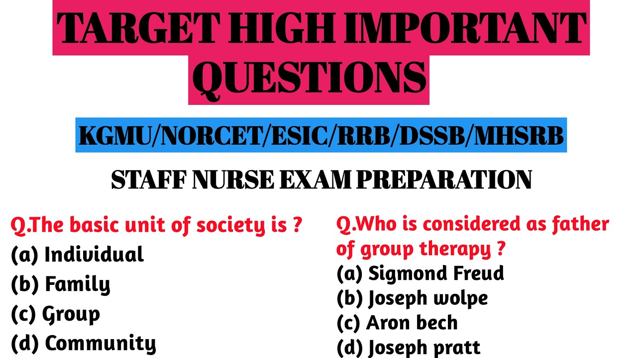 Target High Based Important Questions part 9|Target High important question for #norcet #nclex #kgmu