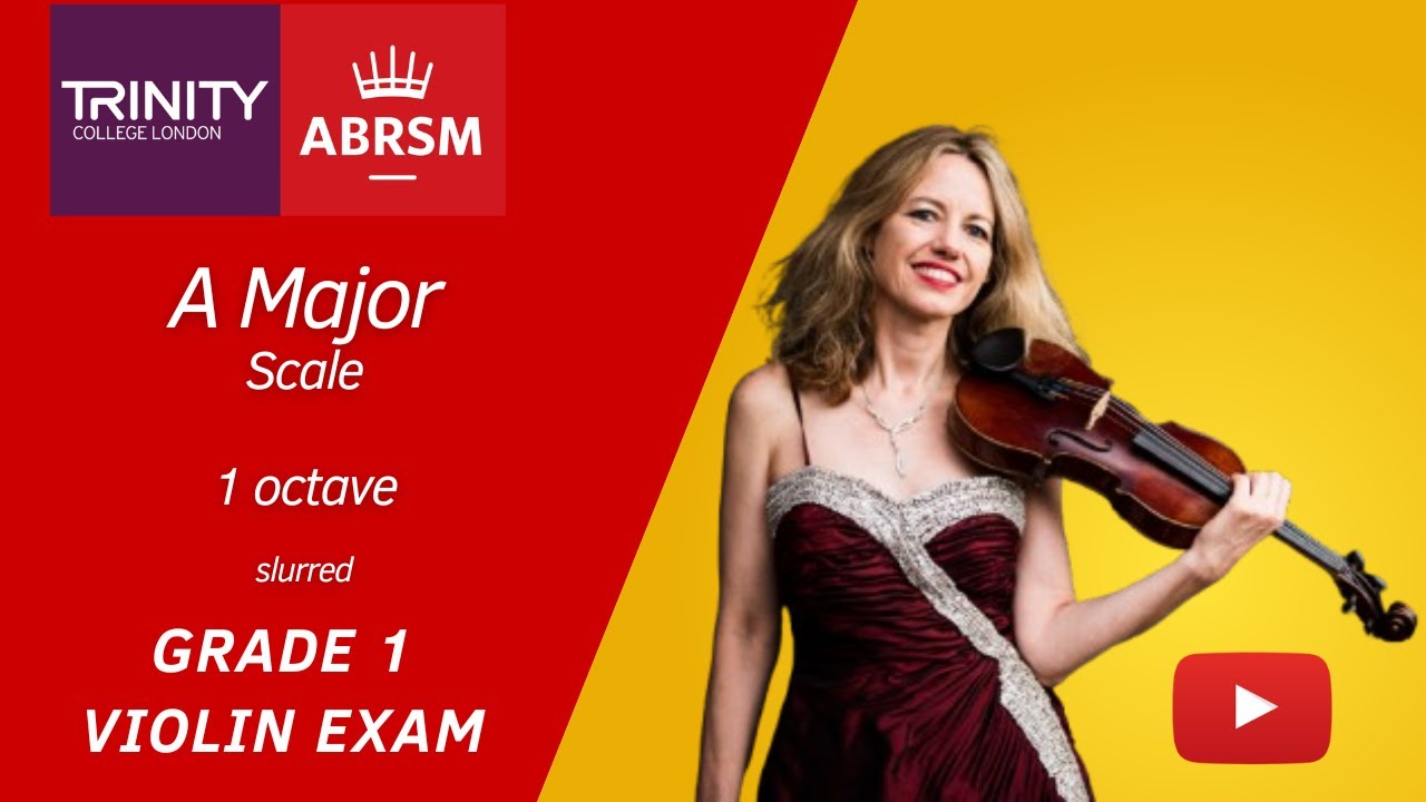 Violin grade 1 ABRSM TRINITY exam A major scale 1 octave slurred. Long tonic.