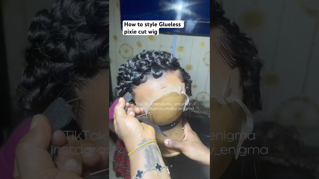 How to style Glueless pixie cut wig #gluelessfrontal #wigs #pixiecutwig #pixiecut #hairtutorial