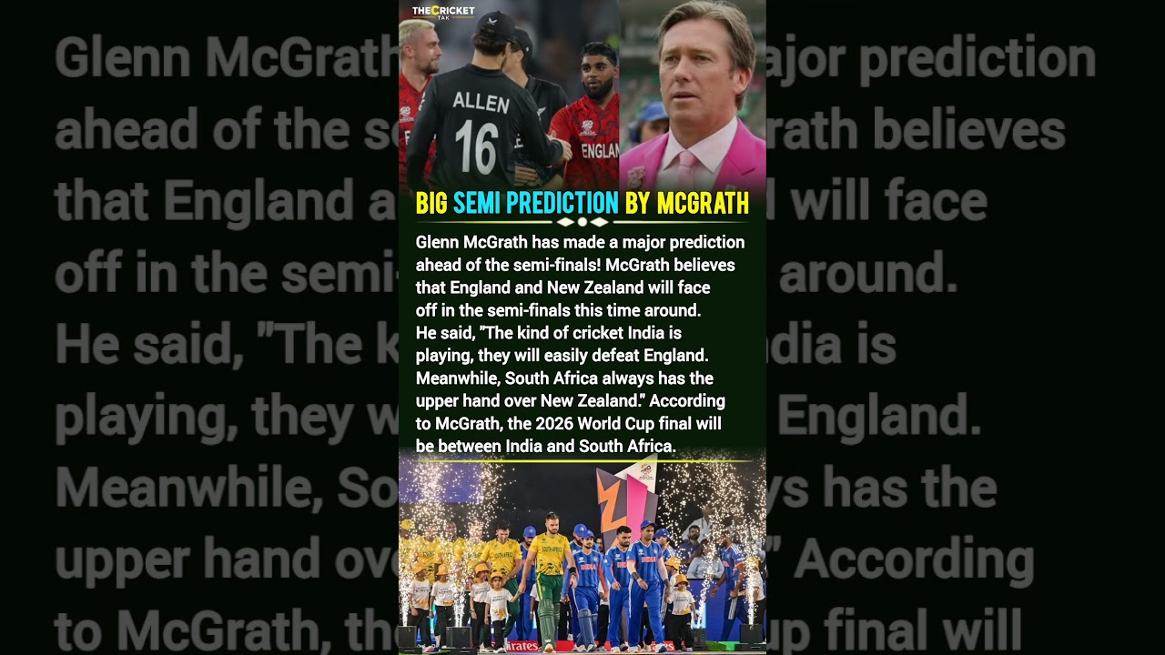 Glenn McGrath Big World Cup Prediction #t20worldcup2026 #indvseng #semifinal