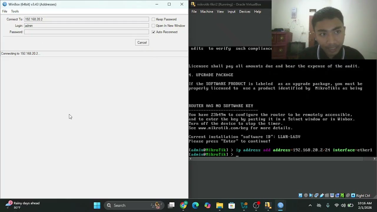 Tutorial membuat internet gateway melalui mikrotik di virtual box