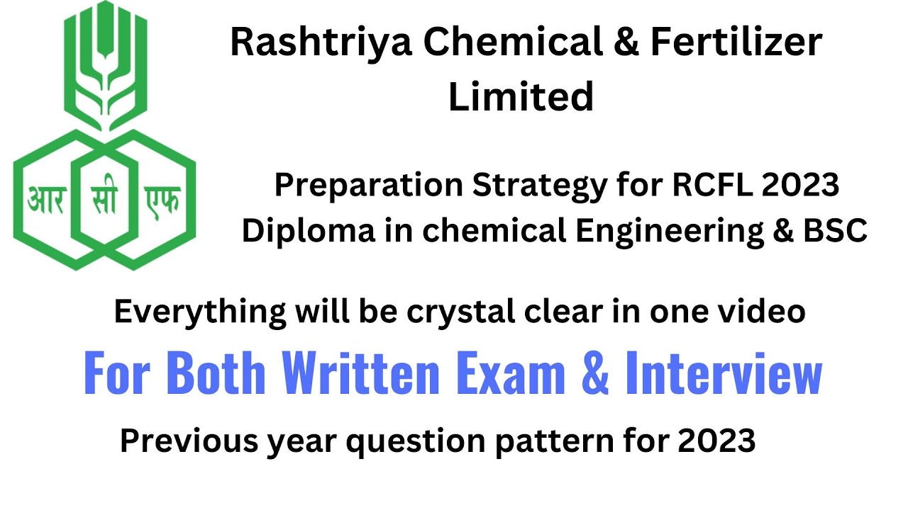 RCFL Preparation Strategy For Written Test and Skill Test of Chemical Engg. I BSC I RCFL Mumbai I