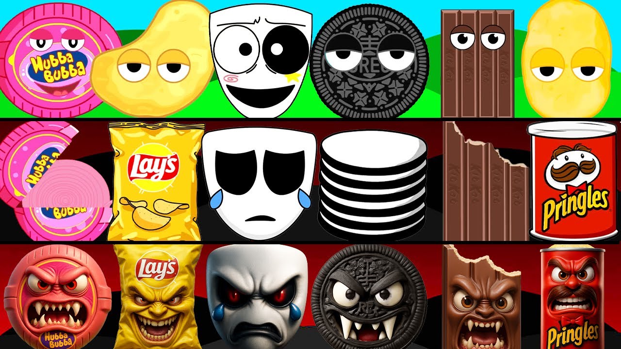 Incredibox Sprunki OC Phase 1 to Phase 3 Wolfoo, Hubba Bubba, LAY'S, M&M's, OREO, Pringles