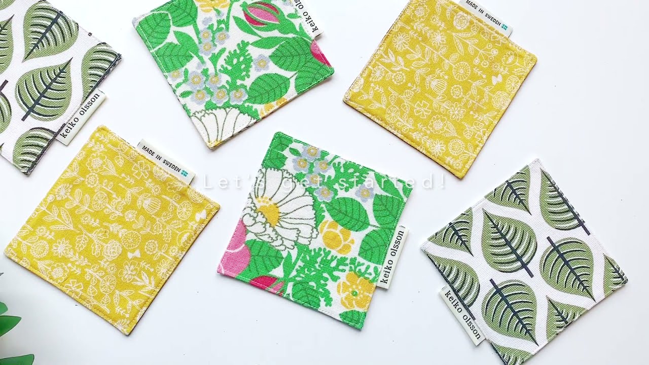 How To Sew A Coaster/コースターの作り方/Sewing Tutorial/DIY Coasters/ソーイング/初心者向け/ハンドメイド/ENG SUB ハギレ消費