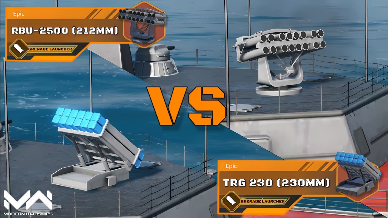 New GL TRG-230 (230mm) VS RBU-2500 (212mm) | Grenade Launchers Comparison | Modern Warships