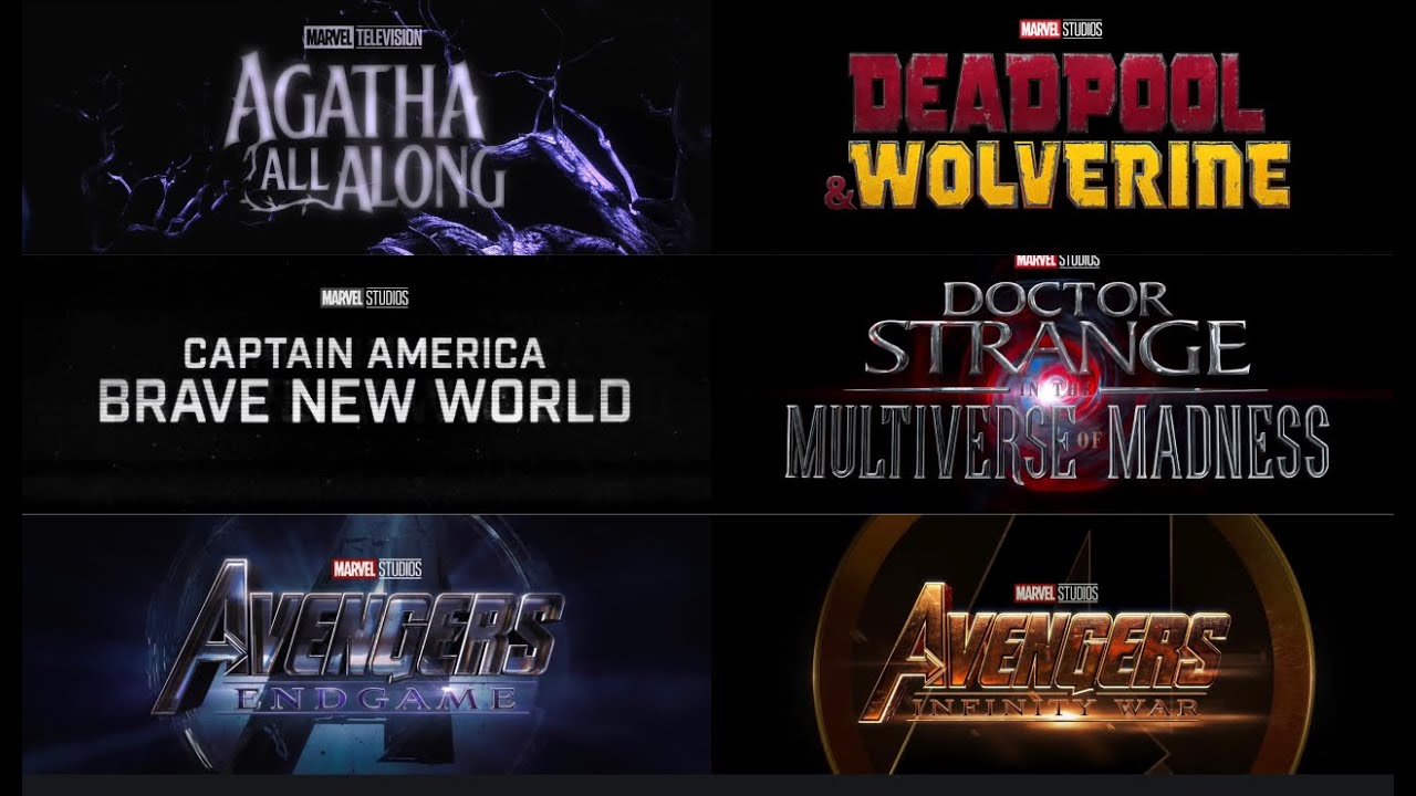 MCU Title Cards from Trailers (Phase 1-6 2008-2025) including Captain America Brave New World