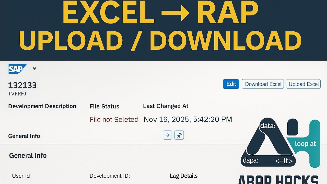 RAP Excel upload/Download template app Basic Version
