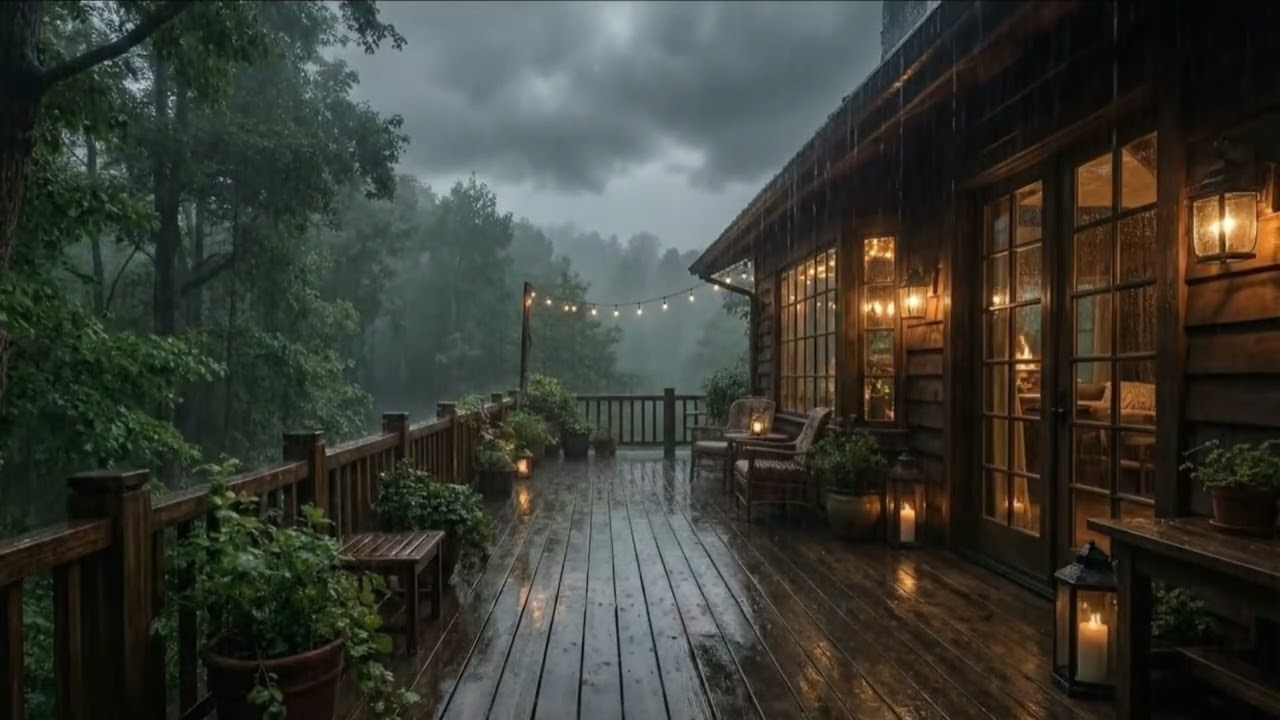 You'll Feel Calm Within Minutes 🌧️ Cozy Night Rain on a Wooden Porch for Stress Relief