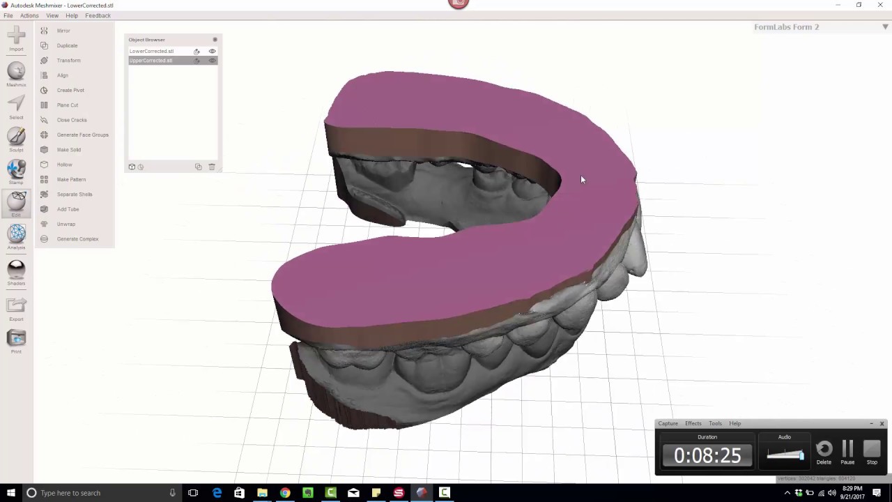 Video 4 of 5: MeshMixer - Dental Model Adding A Base