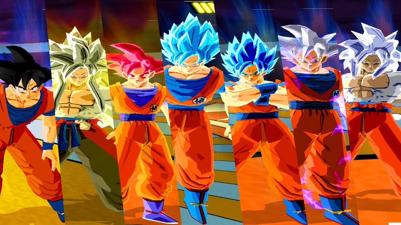 TODAS AS TRANSFORMAÇÕES DO GOKU - BASE, SSJ, SSJ5, SSG, SSB, SSBE, MUI E XENO SSJ4 MUI