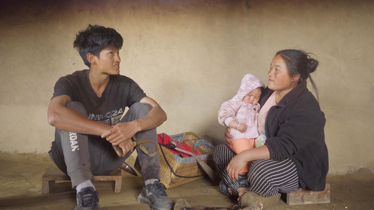 sanjip jina with their son in the village || a village family  || Himalayan village of Nepal ||