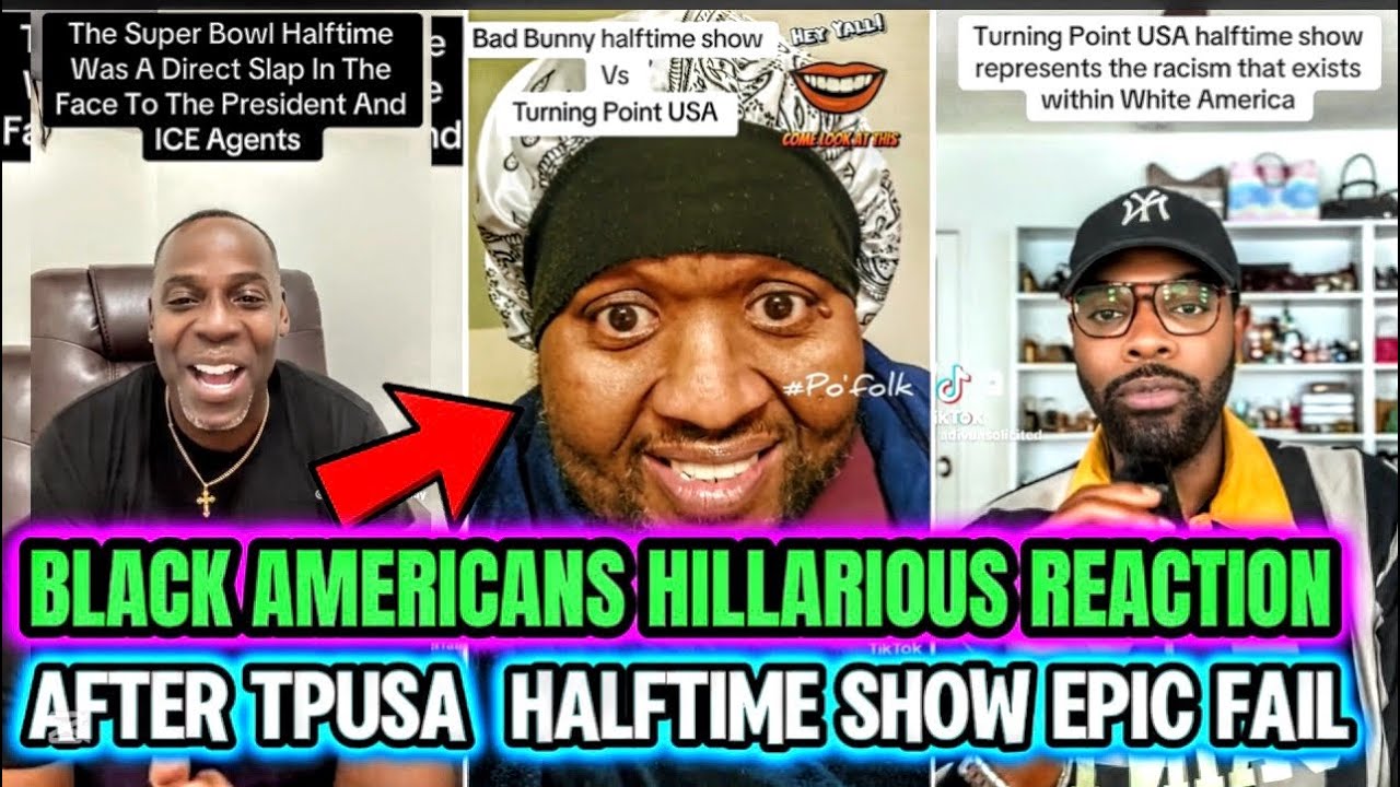 BLACK America Reacts HILARIOUSLY to TPUSA Halftime Show FLOP 😭
