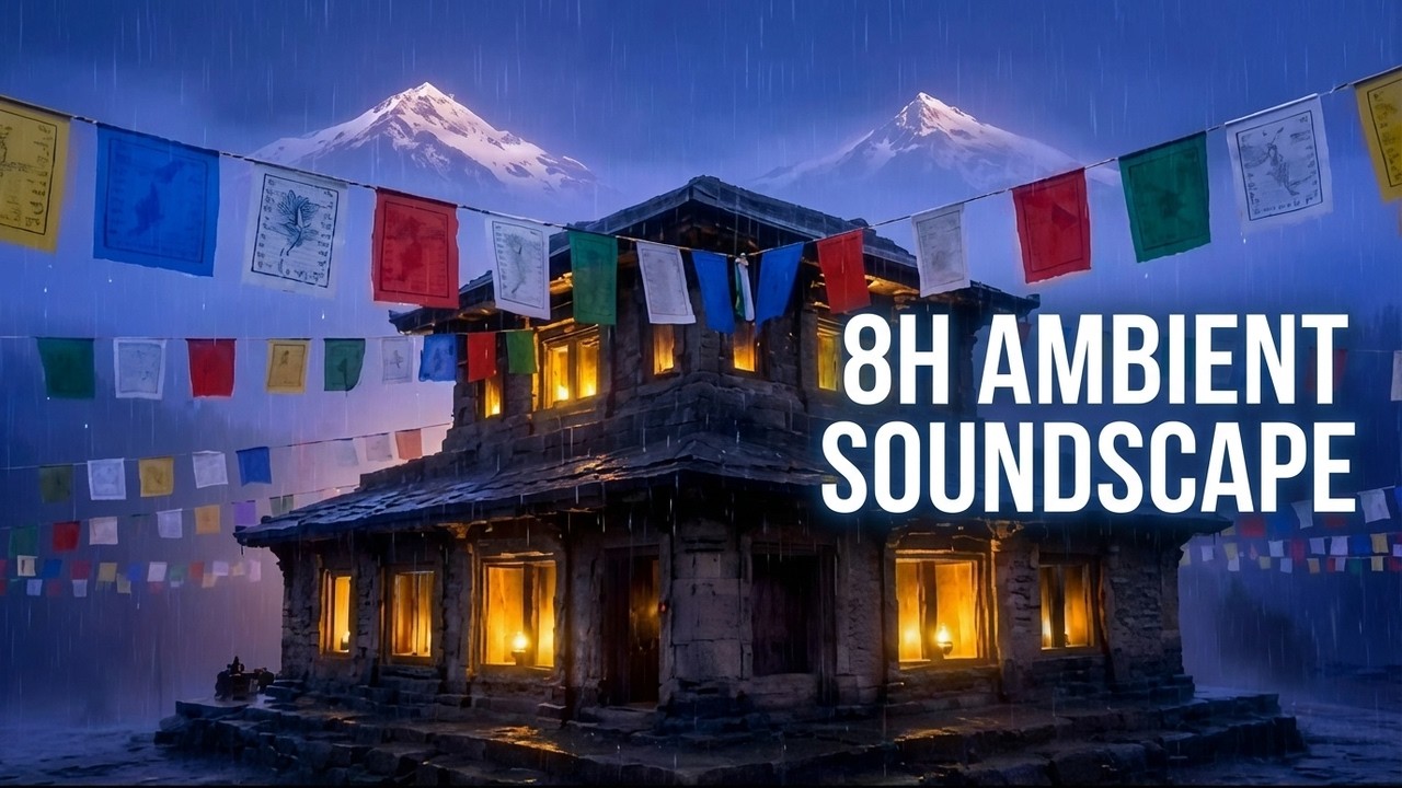 🌧️ Tibetan Monastery Rain - 8H Thunder & Singing Bowls for Sleep  ASMR