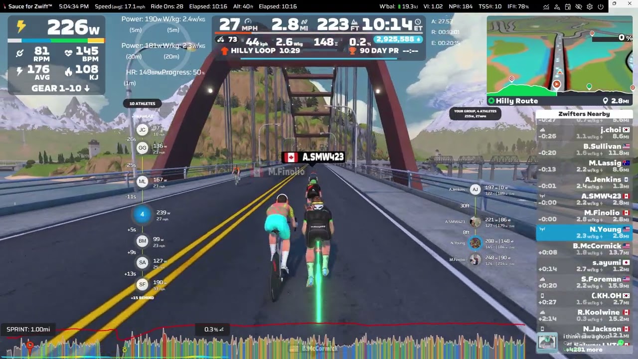 Virtual: Zwift - Hilly Route in Watopia - 7.06 miles