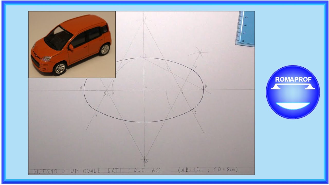 COMPITO IN CLASSE: DISEGNARE UN OVALE DATI GLI ASSI. Es. DISEGNO n° 1 - (637)