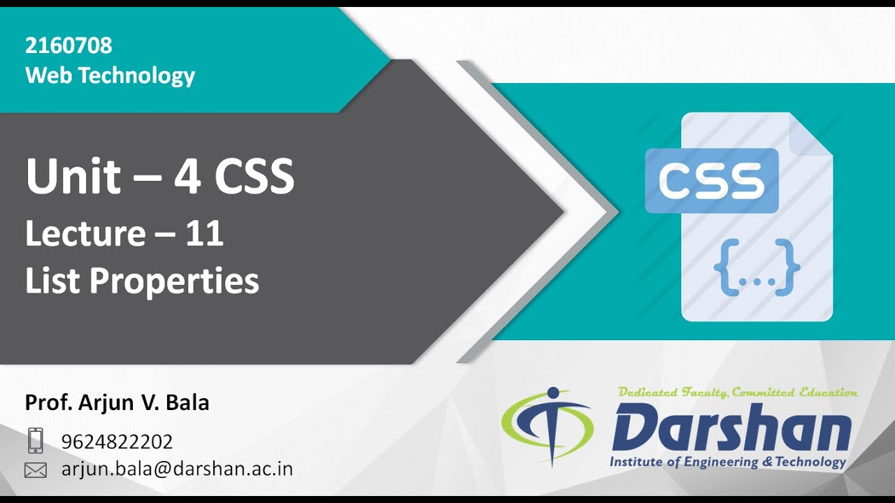 Unit 4: List Properties in CSS