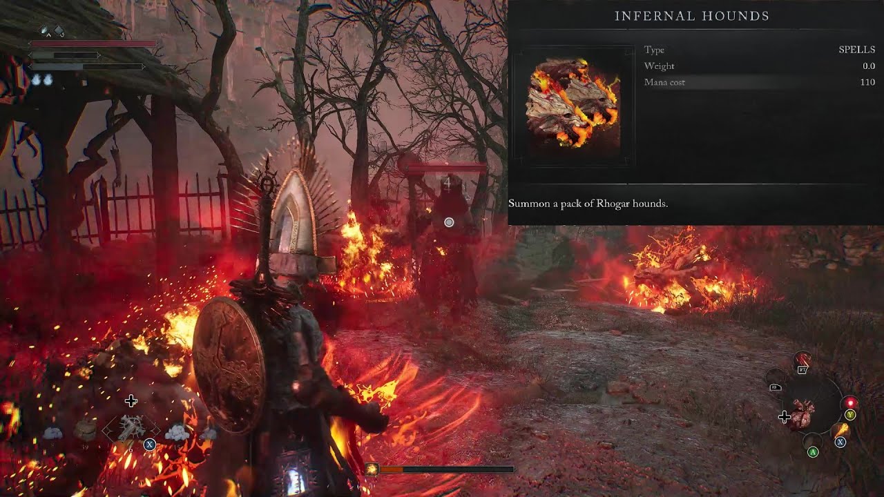 Lords of the Fallen 2.0 Infernal Hounds Spell Demonstration Triple Fire Dog Summon