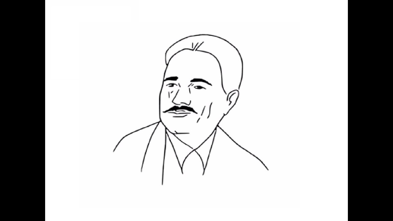How to draw Allama Iqbal face pencil drawing step by step