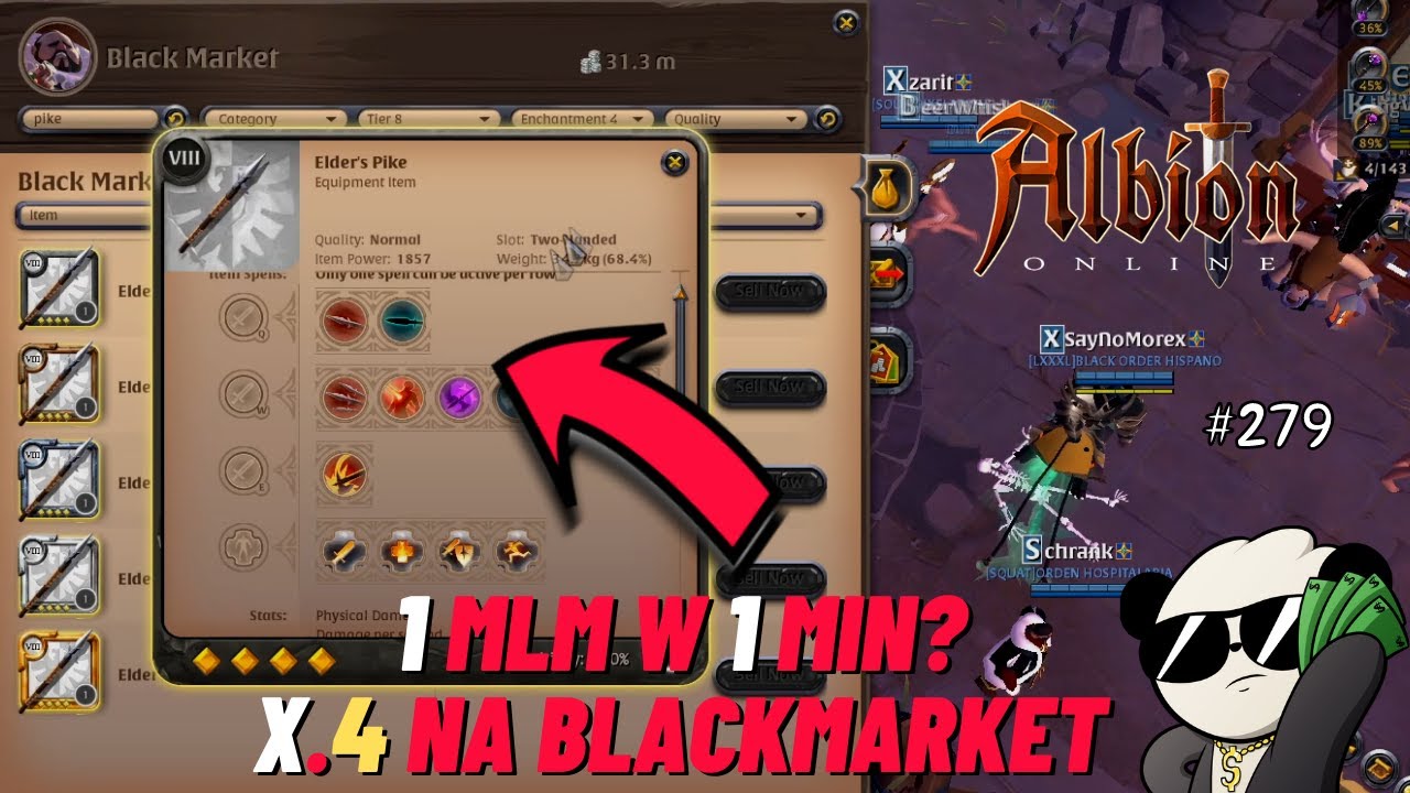 Milion w minutę? 🤑Mega zarobek na x.4 na blackmarkecie!🤑 - Albion Online - Od 0 do Albiończyka#279