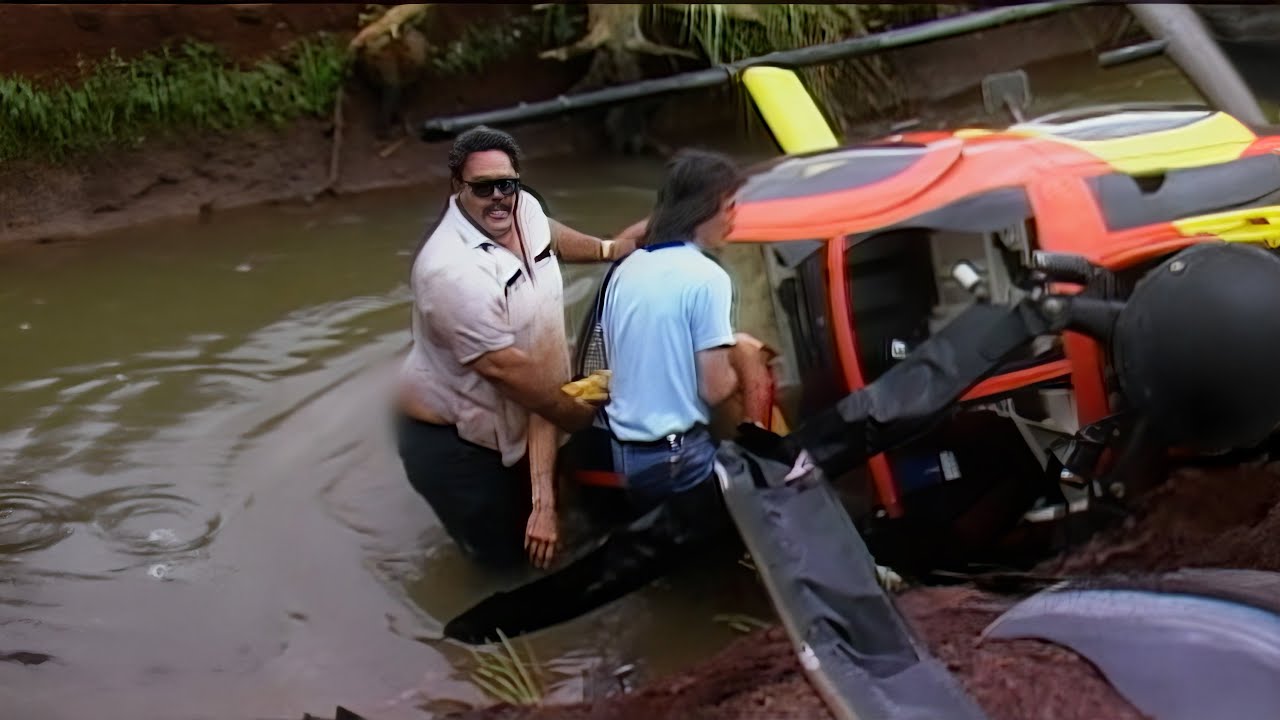 Man lifts Heli to save crashed pilot