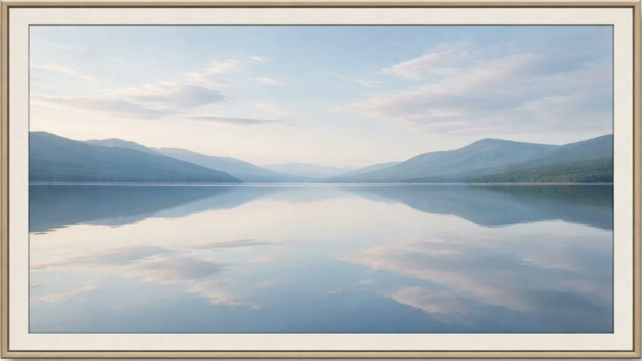 Silent Lake Reflection at Dusk / 1 Hour TV Frame Art