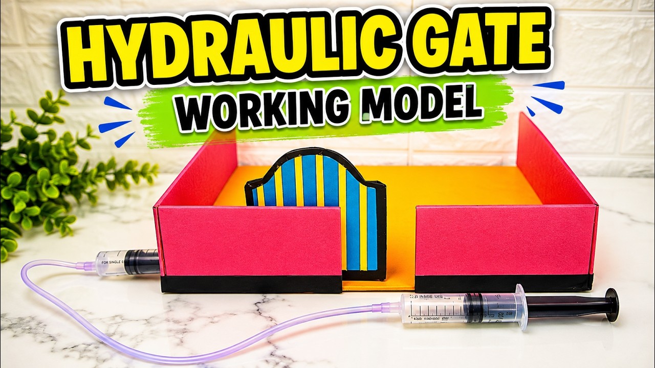 HYDRAULIC GATE WORKING MODEL - Easy Science Project for School Exhibition | The4Pillars