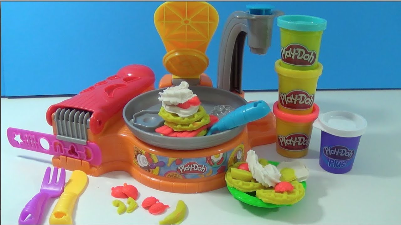 FUN! PlayDoh Breakfast Cafe DIY Eggs Waffles and More Educational Surprises