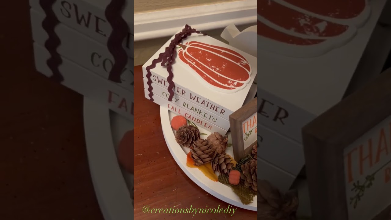 A simple Autumn Tiered Tray. Created w/Chalk Couture Screen Transfer & Chalkology Paste#diy #shorts