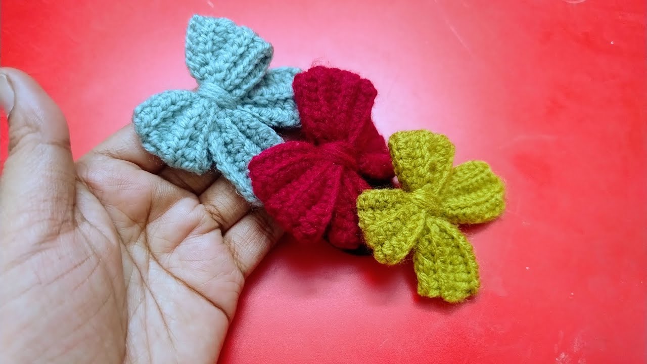 How to make a 🎀 hair bow 🎀 crochet |  Easy and simple steps tutorial | 