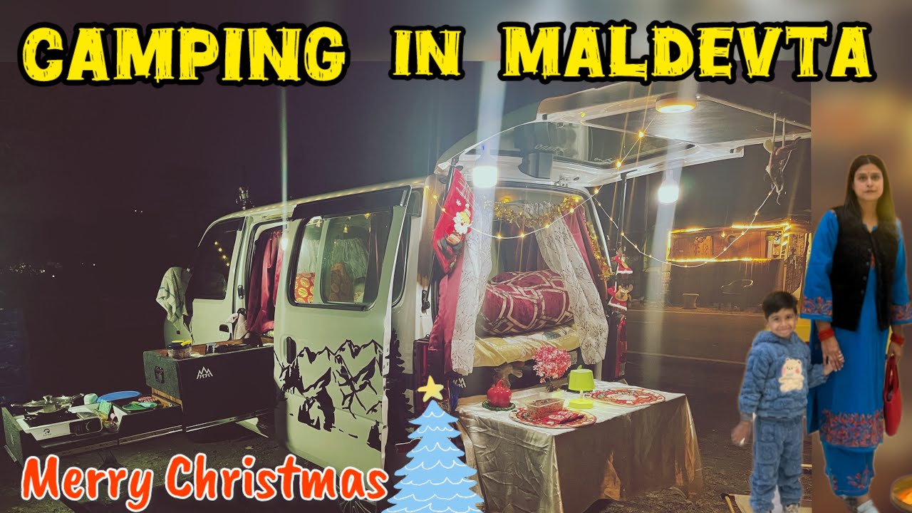 ||CAMPING IN MALDEVTA🏕️|| celebrate Christmas in our luxury tiny campervan🚘 #viralvideo