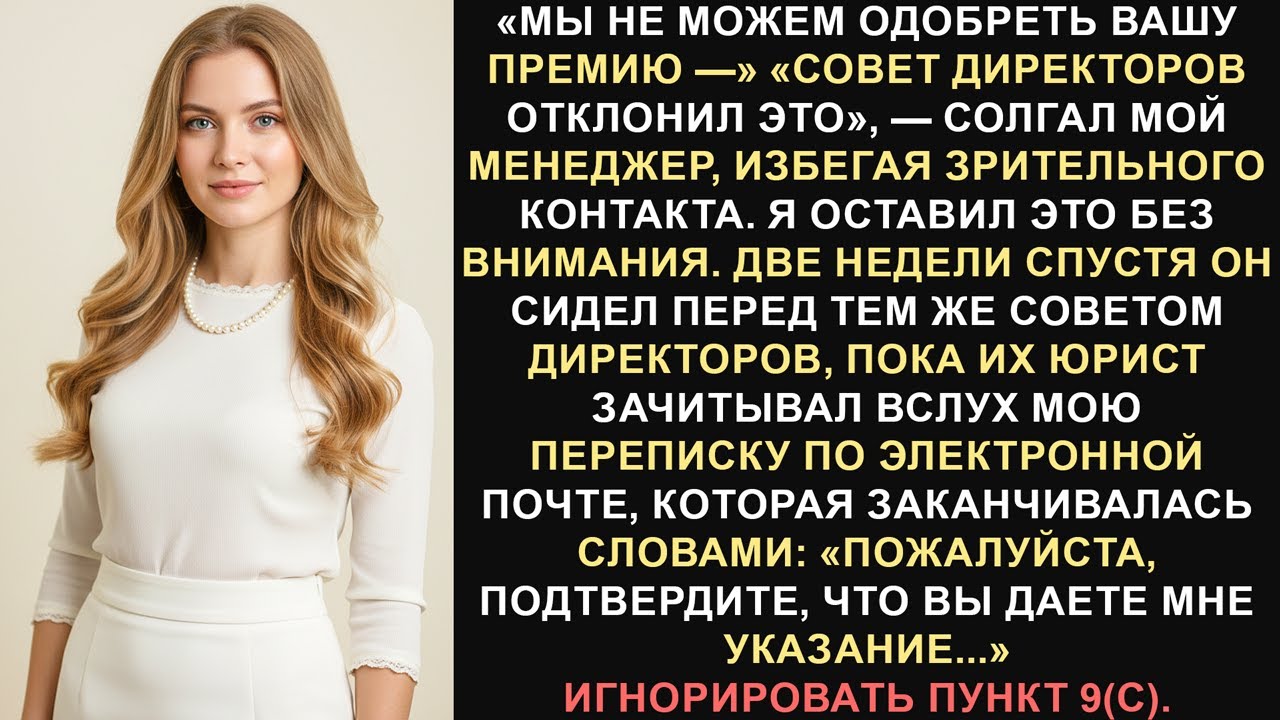 Мой менеджер солгал о моей премии — до тех пор, пока совет директоров не ознакомился со всей моей...