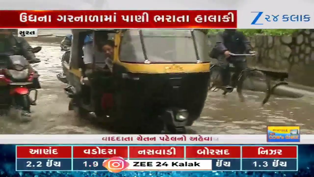 Surat: Heavy Rains Waterlog City Areas; Knee-Deep Water in Udhna Underpass Causes Commuter Woes
