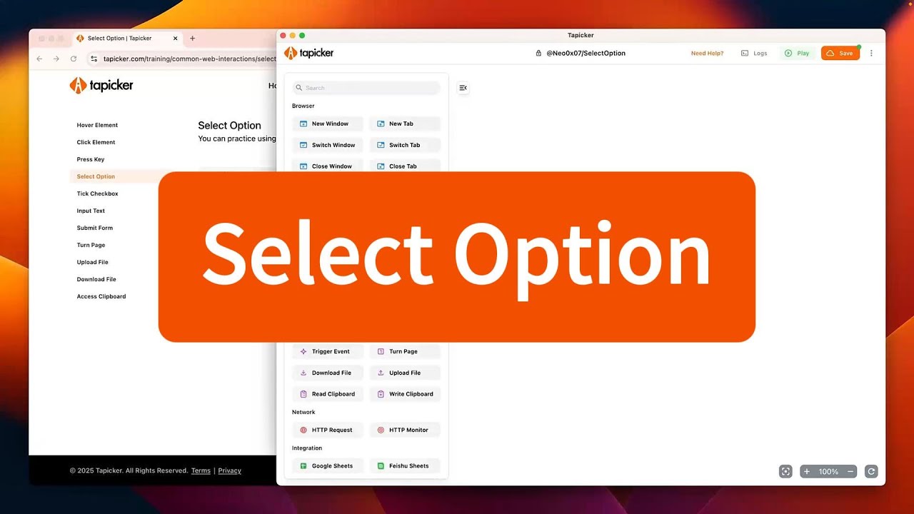 Select Option | Tapicker