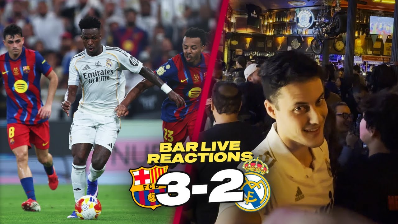 Real Madrid Fans React LIVE to the Supercopa Final | Barcelona vs Real Madrid Live Bar Reactions