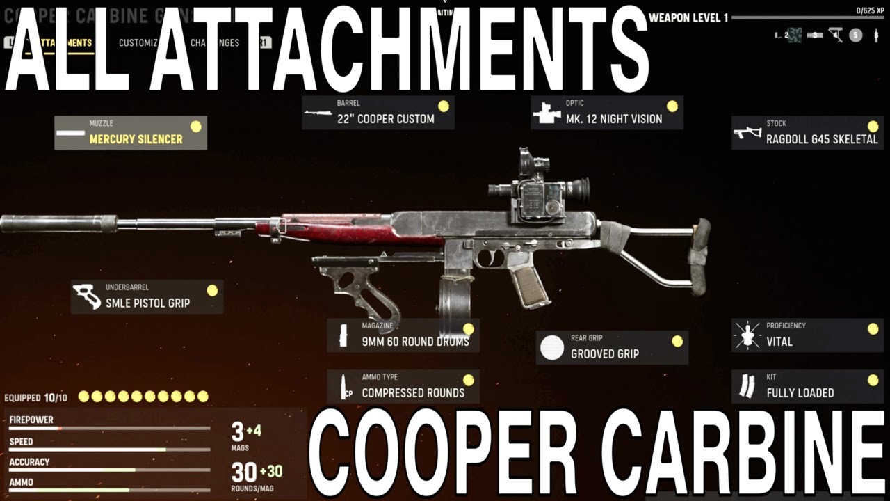 All Cooper Carbine attachments & stats on Call of Duty Vanguard (PS5)