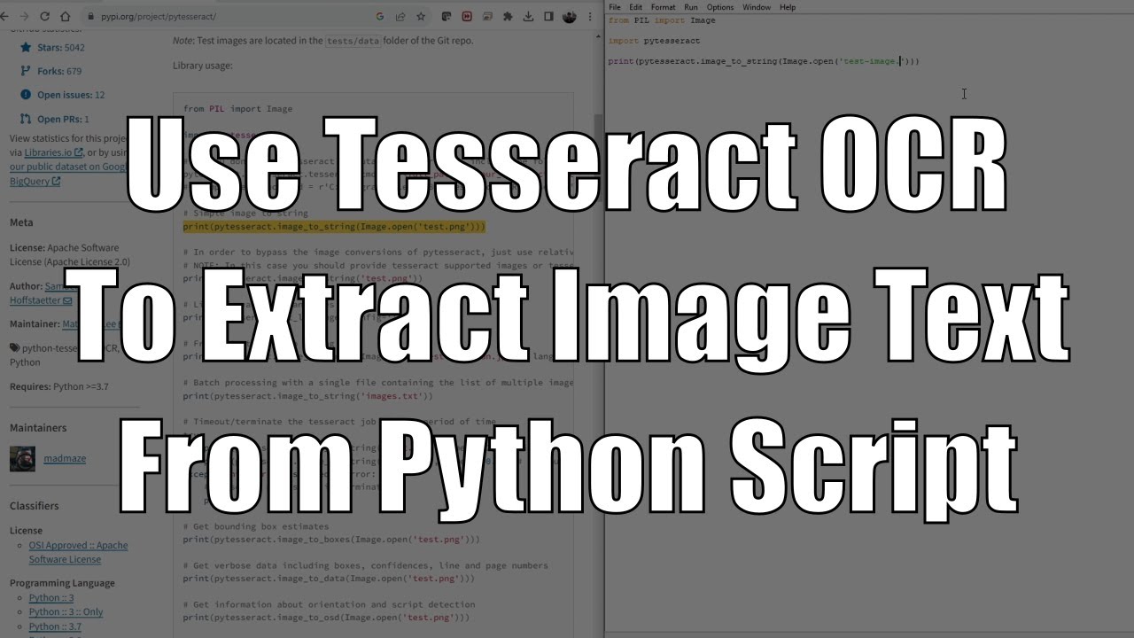 Как использовать Tesseract OCR в скрипте Python (pytesseract)