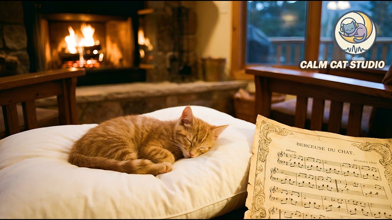 🐈 3 Hours of Calming Music for Cats 🔥 Fireplace with Piano Music