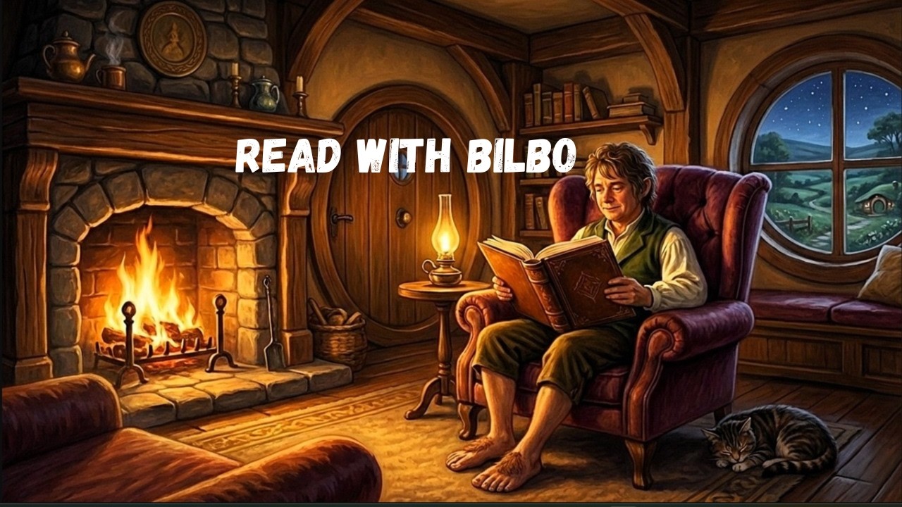 COZY HOBBIT HOLE AMBIENCE | Reading by the Fire with Bilbo