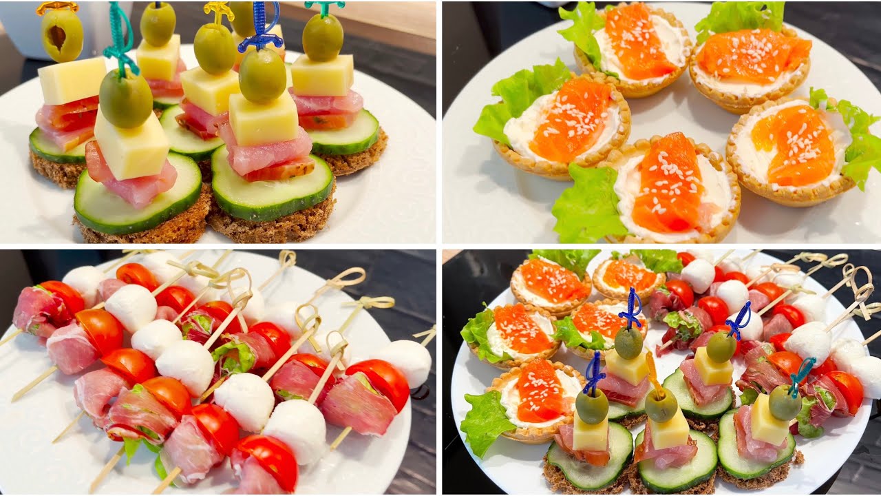 3 простых рецепта праздничных закусок! Вкусные закуски за 5 минут!