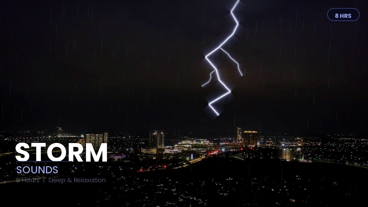 City Storm at Night 🌩️ | 8 Hours of Thunder & Rain for Sleep, Study & Relaxation